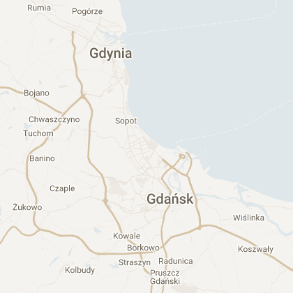 Mapa obszaru działania firmy Gdańska Manufaktura Wnętrz – wykończenia mieszkań pod klucz w Gdańsku, Gdyni i Sopocie